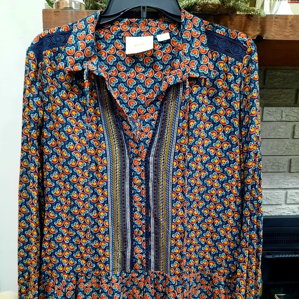 Anthropologie Womens Maeve Janice Flounced Peasant Blouse Sz 6
